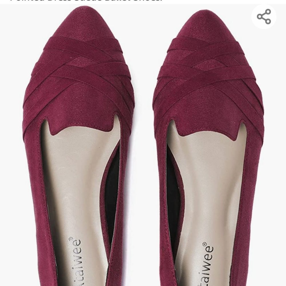 New Ataiwee Comfortable Pointed Dress Suede Ballet Slippers